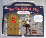 Tono's ‘Pop Up, Stick & Play Set’ is a reusable sticker collection and play board in one. The slim carry case design folds out and pops up to create 2 castle scenes and includes a stand for your knight. 