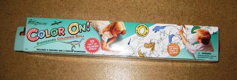 Color On! Dinosaurs 10 feet colouring roll with crayon and sharpener. Take on the go activity.