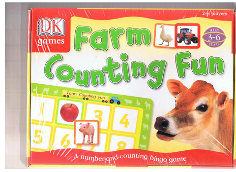 A bingo game. Children develop number and counting math skills as they race to fill their farm boards with cards.